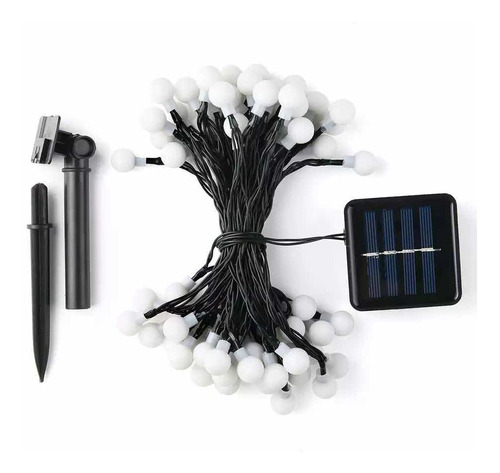 Luces de navidad y decorativas Deco Estrella China bolita solar 7m de largo 12V - blanco cálido con cable verde oscuro