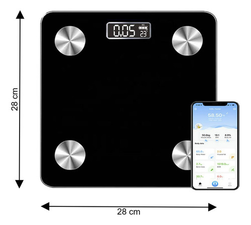 Balança Digital Corporal de Banheiro 180kg com Bioimpedância via Aplicativo - FITMETRIA