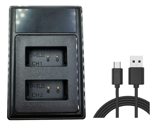 Cargador De Batería Dual Usb Con Pantalla Lcd En-el20 Para C