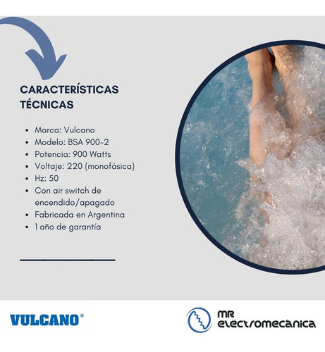 Imagen 4 de 10 de Soplador Hidromasaje Bsa 900-2 (1 Switch) Vulcano