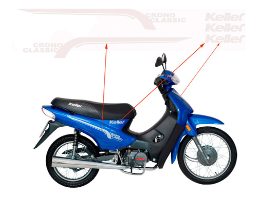 Calcos Stickers Vinilo Moto Keller Crono 110 - 5 Unidades