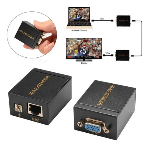 Extensor Vga Lan Cat5 Cat6 Rj45 Rede 60m