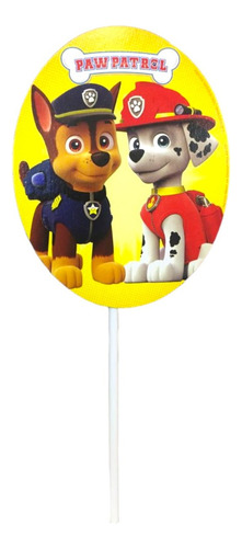 12 Cake Toppers Amarillos De Paw Patrol Ideal Para Pastel