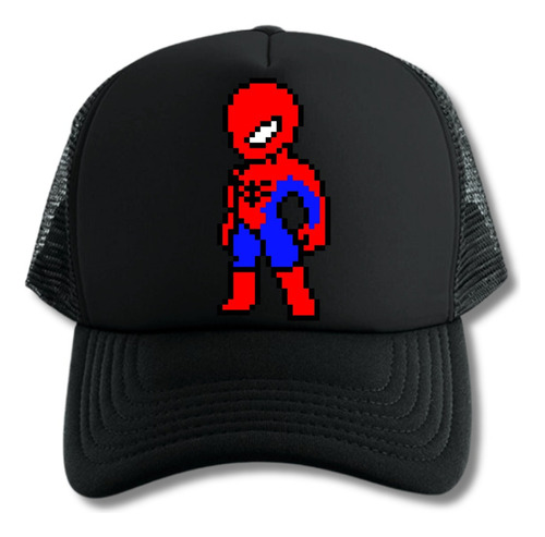 Gorra Trucker Hombre Araña Spiderman Pixel Serie Geek Black 