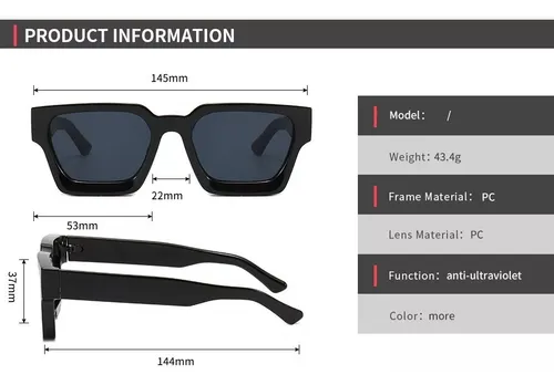 Lentes De Sol Cuadradasunisex Estilo Retro Maxxi Bad Bunny