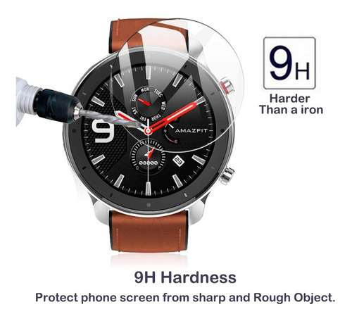 2 Micas D Cristal Templado 9h Premium Para Amazfit Gtr 47 Mm