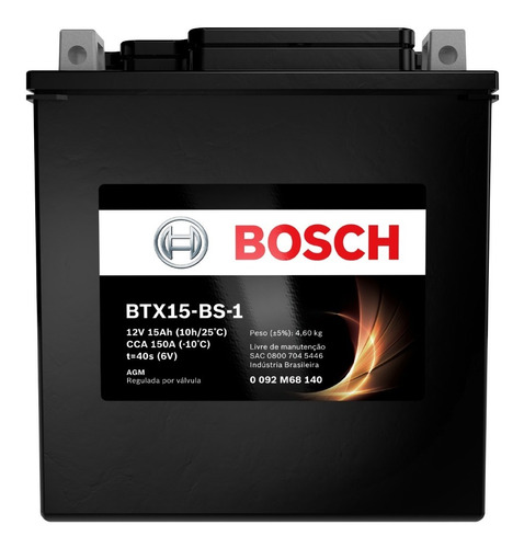 Bateria Moto Bosch Vl 1500 Intruder 12v 14ah Btx14-bs-1