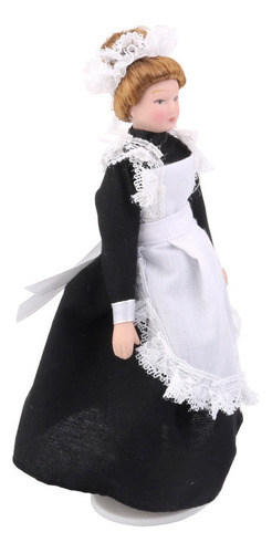 Escala 1:12 Porcelana Victorian Maid Servant En Vestido