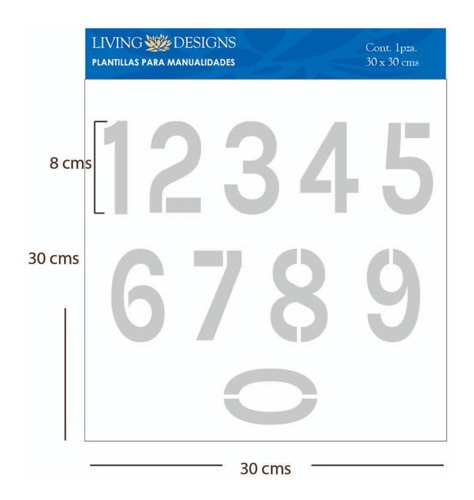 Plantilla Living Manualidades Stencil 30x30cm Números 