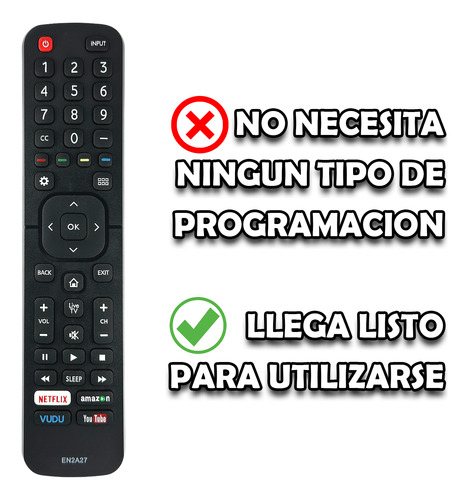 Control Hisense Smart Tv En2a27 Netflix Amazon Vudu Mayoreo