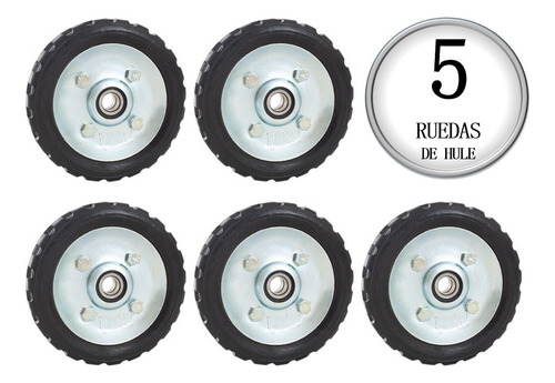 5 Ruedas Para Diablito 6´´ Con Balero Doble Ø De Flecha 17mm