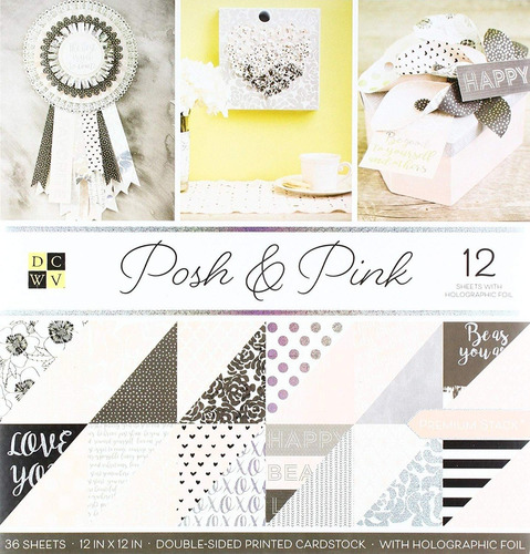 Block De Cartulinas De 12x12 PLG Posh & Pink C/ Foil 36 Pag