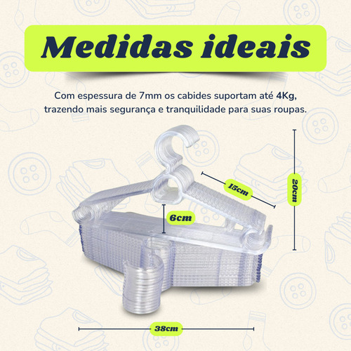 Cabide Cs Cabides Kit De 50 Unidades Cor Transparente Para Roupas Camisas Caças Camisetas Bluzas Vestidos Jaquetas Ternos