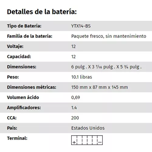 BATERÍA YUASA YTX14-BS