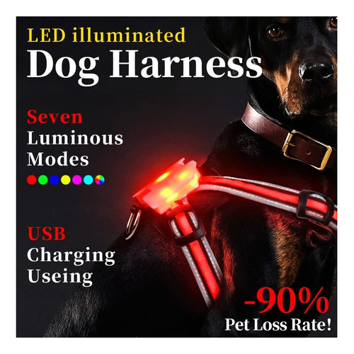 Cc Simon Safe Led Dog Arness | 15 Modos Y Brillo Patentado | Multicolor.