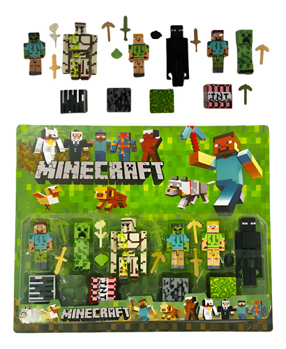 Bonecos Minecraft Articulados + Acessorios Minicraft 19 Pç