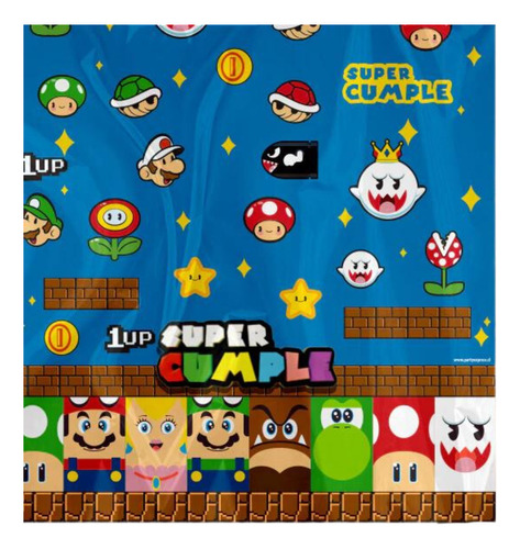 Mantel Super Mario Bros 130x170cm Para Cumpleaños Party
