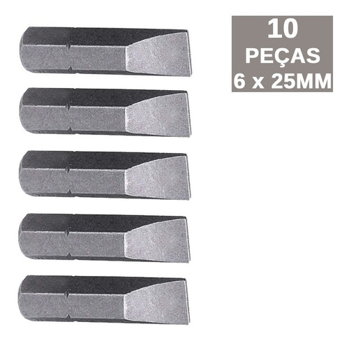 Jogo 10 Bits Ponta Fenda 6 Para Parafusadeira 25mm Starfer
