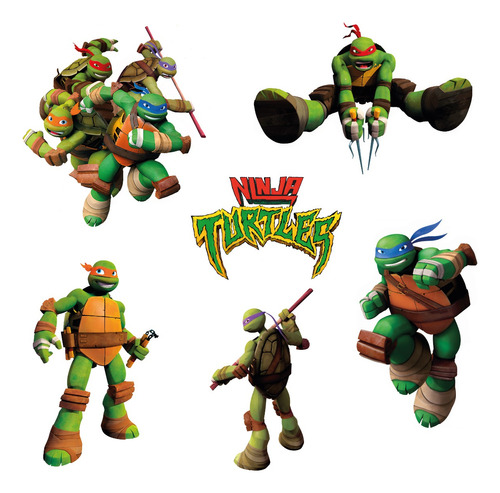 Figuras Tortugas Ninja Base Rígida Kit 6 Pzas Coroplast