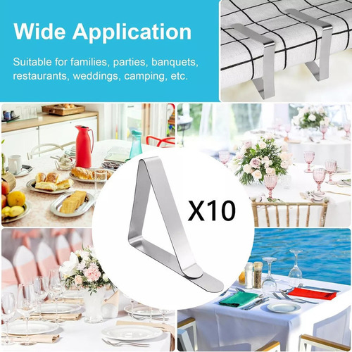 10 Clips De Acero Inoxidable For Manteles,