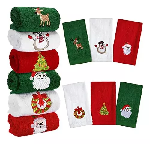 Juego de toallas de mano de Feliz Navidad, 100% algodón suave, relleno de  cesta, (12 x 20 pulgadas), toallas de mano decorativas empaquetadas de