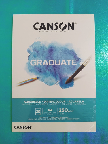 Block Canson Aquarelle Graduate A4 250g Gr 20hojas Acuarela