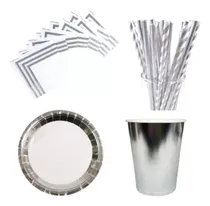 Comprar Set Platos Vasos Sorbetes Servilletas Fiestas Descartables