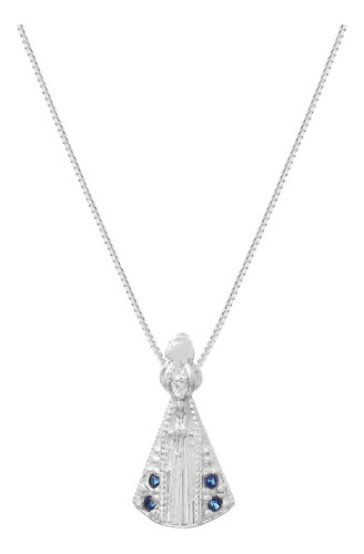 Colar Feminino De Prata 925 N. S. Zircônias Azul