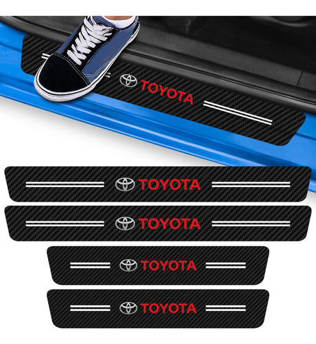 Kit Adesivo Soleira De Porta Carro Toyota Fibra De Carbono