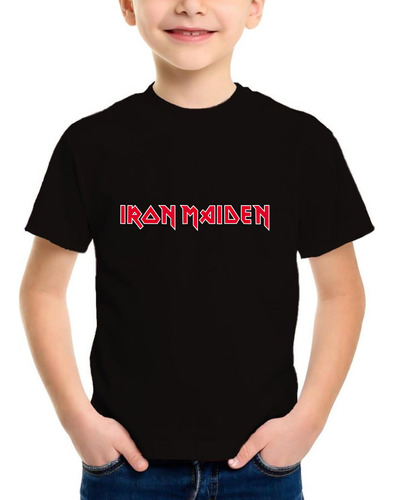 Remera Negra Niño Algodón Personalizada Iron Maiden