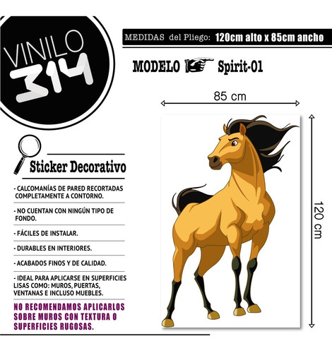 Vinilo Decorativo Spirit-i 01, Calcomanía De Pared Caballo.