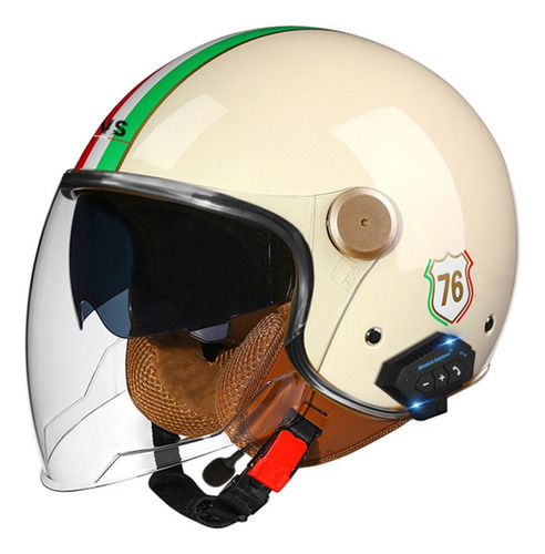 Medio Casco Retro De Motocicleta Bluetooth, Cascos Abiertos