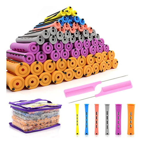 120pcs Hair Perm Rods Set, 6 Sizes Plastic Hair Cold Wave R.