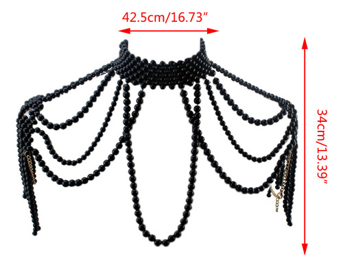 (w) Collar Corporal Con Cuentas De Perlas, Cuello Falso, Bab