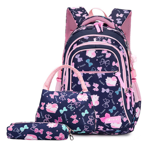 Mochila Escolar Niña Moderna Juvenil Premium, Gran Capacidad, Mochila Escolar Impermeable, Mochila Con Almuerzo Y Bolsa Para Lápices , 3pcs