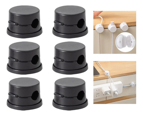 6 Piezas Clips De Cable Soporte De Cable De Escritorio Negro