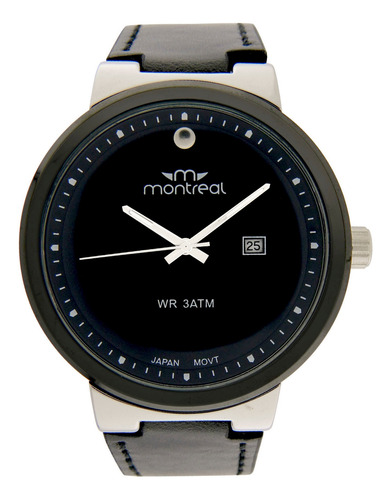 Reloj Montreal Hombre Ml878 Calendario Malla Cuero Sintético