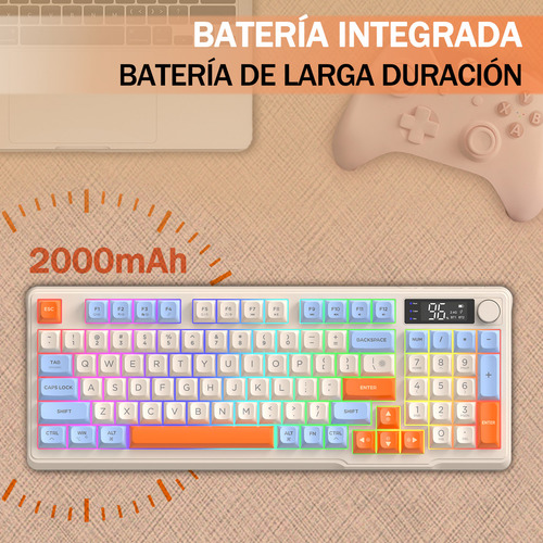 Kits Teclado Y Mouse Free Wolf T96 Rgb Español Con Pantalla Mouse Arándano Teclado Arándano