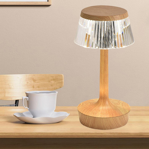 Lámpara De Mesa De Cristal, Sala De Estar, Luz De Madera
