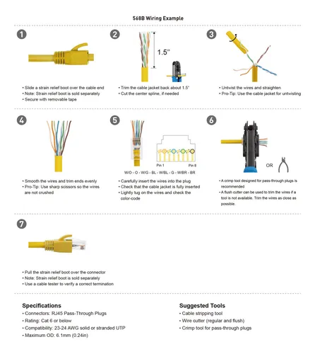 Conectores Rj45 Cable Matters Cat 6 Pass Through, Paquete De