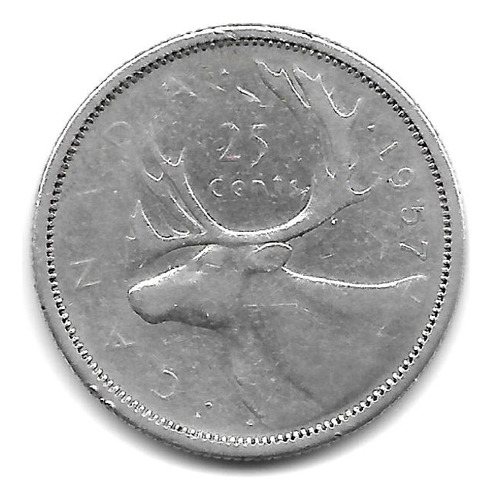 Canadá Moneda De 25 Centavos De Plata Año 1957 Km 52 - Xf-