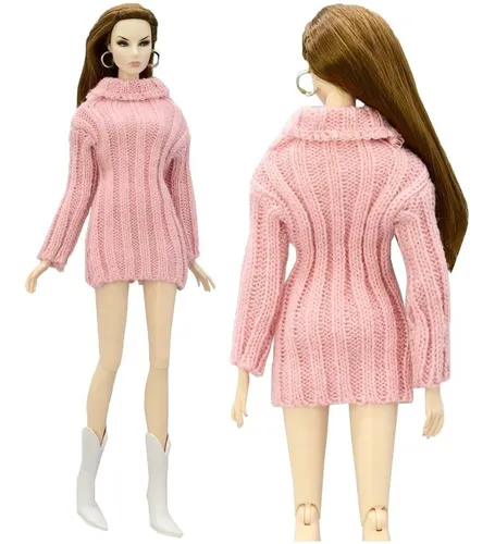 Blusa Vestido P/ Boneca Barbie Sapatos Roupa Inverno Fashion