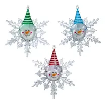 Comprar 3 Copos De Nieve Luz Led Navideños Muñeco De Nieve Oferta !!