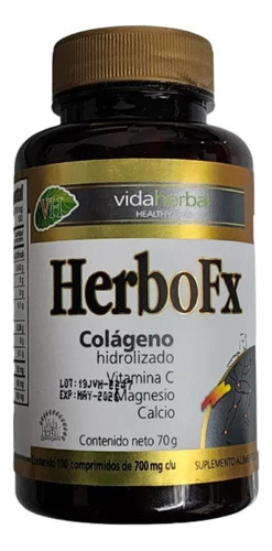 Colageno Hidrolizado Vitamina C Herbofx Vidaherbal 100cap Sabor Natural