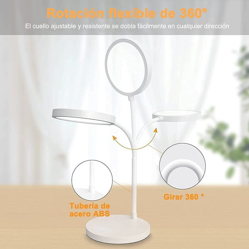 Candeeiro De Mesa Led Recarregável Com Três Cores Ajustáveis