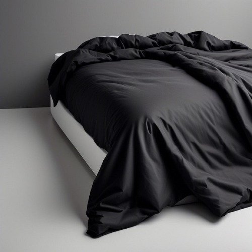 Capa De Edredom Avulsa Casal 400fios Micropercal Zíper Duvet Preto Lisa