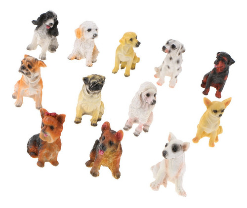 12 X Mini Figuritas De Perro Artesanías De Resina Estatuas