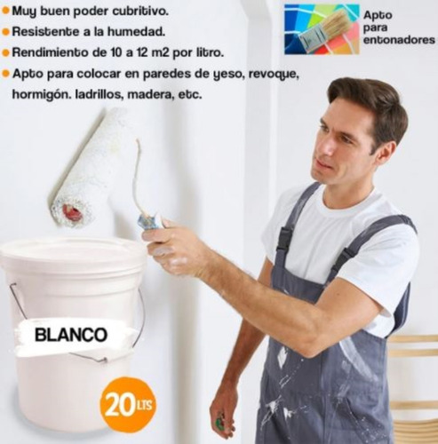 Imagen 4 de 10 de Pintura Latex Interior Exterior 20 Lts Oferta Promo