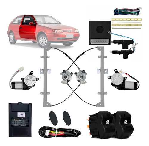 Kit Vidro Elétrico Gol Bola Parati G2 2 Portas + Trava