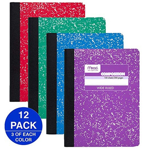 Mead Cuadernos, Cuadernos, Renglón Ancho De Papel, 100 Hojas